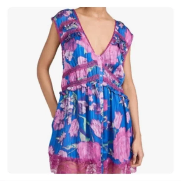 Free People SPRING FLING MINI DRESS SIZE LARGE - Picture 9 of 16